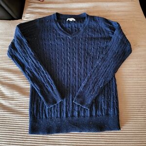 Kim Roger's Cable Knit V-neck Sweater